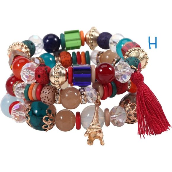 Groups of 8 Bohemian Bracelets for Women Stretch Multilayer Colorful Be… - Picture 9 of 12